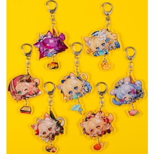 Anime Genshin Impact Key Chain Yan Fei Yoimiya Acrylic Double-sided Keychanis Keyring Accessories Gift