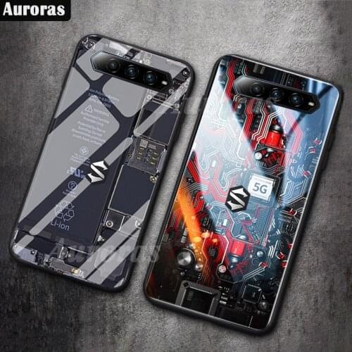 Auroras For BlackShark4 Pro Case Explorer Painted Tempered Glass Silicon Shockproof Cover For BlackShark 4 Case