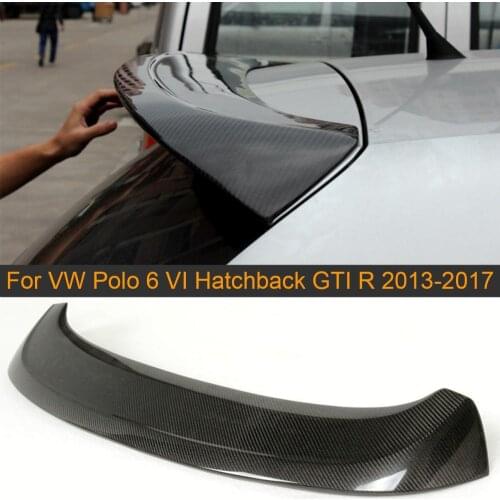 Carbon Fiber Car Rear Roof Spoiler Wing Lip for Volkswagen VW Polo 6 VI Hatchback GTI R 2013 - 2017 Rear Roof Spoiler Boot Lip