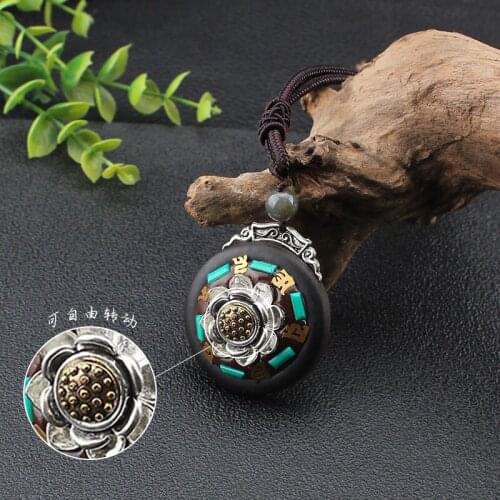 Free Rotation Ethnic style Nepalese transport lucky brand ebony vintage pendant sweater chain long necklace exotic s