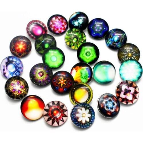 High Quality Mix 10pcs/lot pretty 18mm flower Snap Button Glass round Snap Buttons Bracelet bangle Fit DIY Snap Jewelry