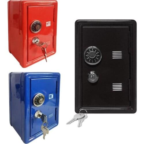 Household Insurance Box Kids Coin Bank Locker Safe Mini Metal Safe Creative Piggy Bank Key Insurance Cabinet Desktop Decoration