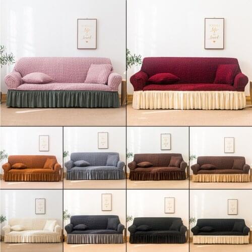 Luxury Jacquard Sofa Cover with Skirt European Sectional Couch Sofa Covers for Living Room Armchair Sofa Covers Elastic Stretch