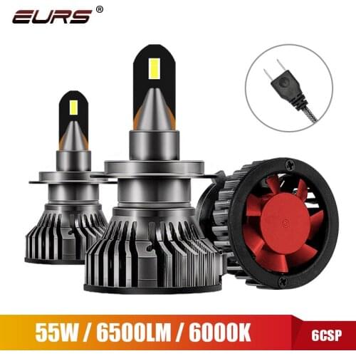 EURS H4 LED Car Headlight H7 H11 Bulbs 9005/HB3 9006/HB4 Fog light 55W H1 H3 9012 Autofront Headlamp 6500Lm 6000K 12V 24V W3