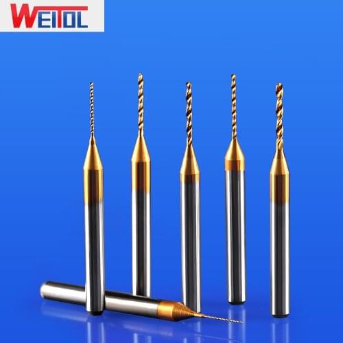 WeiTol free shipping 10pcs/lot 3.175 mm Titanium coating drill bit PCB router bit Diameter 0.2-1.15mm Circuit board Cutting