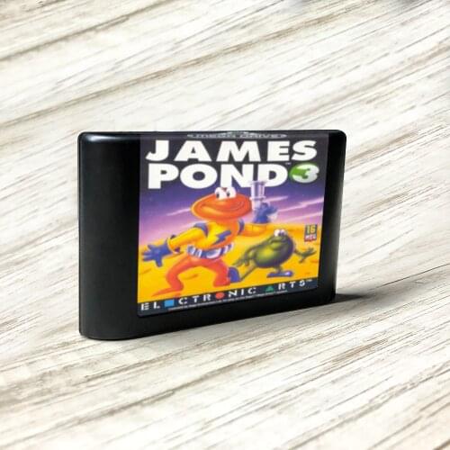 James Pond 3 - EUR Label Flashkit MD Electroless Gold PCB Card for Sega Genesis Megadrive Video Game Console