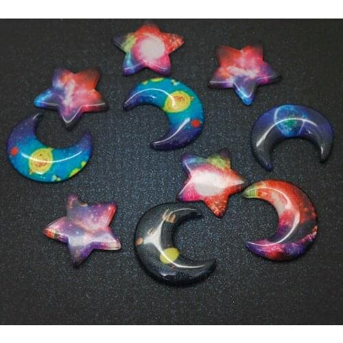 10pc Mix Sky Rainbow Star Moon Flatback Resin Cabochon For Phone Deco Hair Bow Scrapbooking DIY Embellishment
