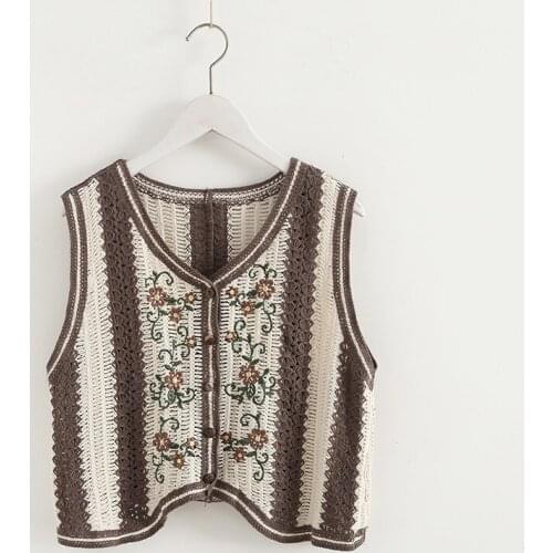 Lamtrip Retro Exotic Embroidery Sleeveless Cardigan 2021 Autumn