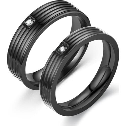Classic Black Couple Rings For Women Men ZIrcon Ring Finger Ring Couple Jewelry Gifts Dh-003