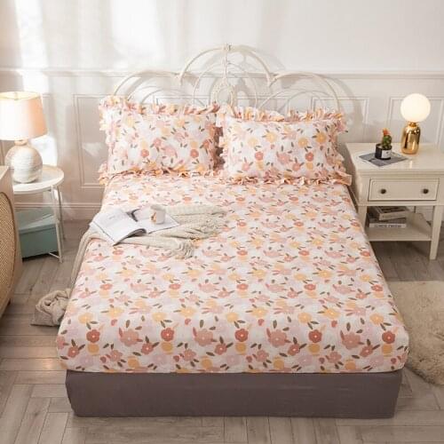 100% cotton Pure Cotton Colorful Flower Pattern Fitted Bedsheet Set Mattress Cover The suite Cover