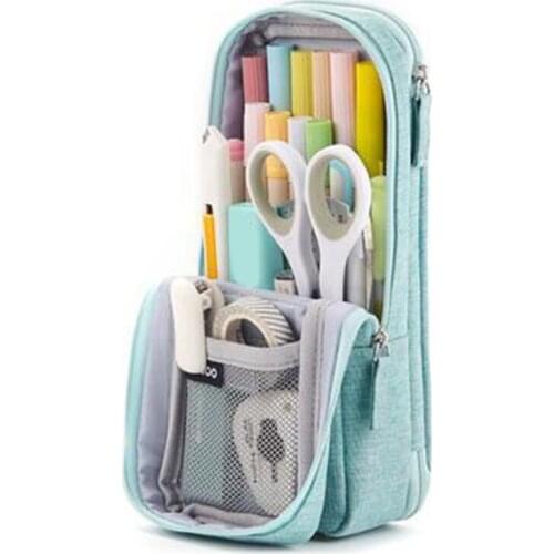 K92C Premium Standing Pencil Pouch 2-Layer Cosmetic Pouch Portable Pen Pouch Multipurpose Travel Storage Bag for students Kid
