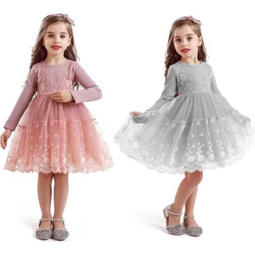 Lace Girl Dress Kids Dresses for Girls Casual Wear Long Sleeve Autumn Dress for Girls Party Dress Tutu Children Clothes 3-8y