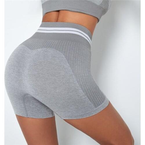 Summer Striped Shorts High Waist Short Leggings Casual Skinny Leggings Spandex Seamless Sports Shorts Fitness Gym Leggings