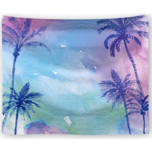 Summer Beach Tapestry Wall Hanging Psychedelic Blue Sky Sunshine Tapestries Palm Leaf Home Decor Rectangle Wall Art Tapestry