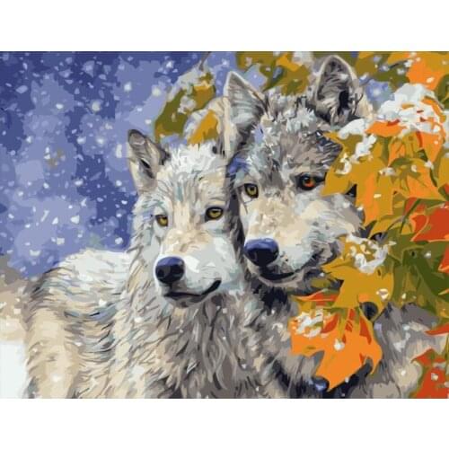 Adult DIY Drawing By Numbers On Canvas Animal wolf Handmade Gift Acrylic Paint Paint By Numbers Cartoon Home Decor Unframe