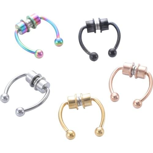 Stainless Steel Magnet Nose Piercing Fake Piercing Body Jewelry 1pcs U Shaped Fake Nose Ring Hoop Septum Rings Hip Hop Rock
