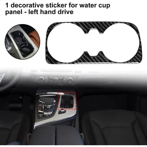 Car Cover Trim Interior Upgrade Carbon Fiber Left-hand Auto Water Cup Panel Sticker for Audi New Q7 SQ7 4M 2016 2017 2018 2019