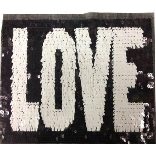 Clothing Women Shirt Top Diy Large Patch Letters LOVE Sequins deal with it T-shirt girls Patches for clothes Girl Stickers