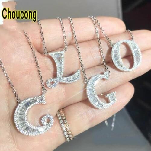 Original 925 silver 26 letters Alphabet pendant 2019 new shiny Simulated Diamond necklace charms lady women females jewelry
