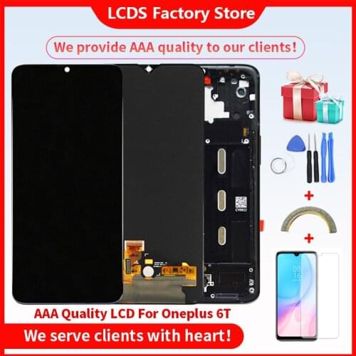 6.41” Original Super AMOLED With Frame For Oneplus 6T LCD Display Screen For Oneplus 6T LCD With Frame Screen 10-Touch 2340*1080