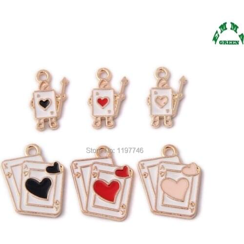 Poker Charms for Kids Playing Card Charms 10pcs 18mm Small Charms pendants for diy Alice Charms Gold charms for Jewelry making