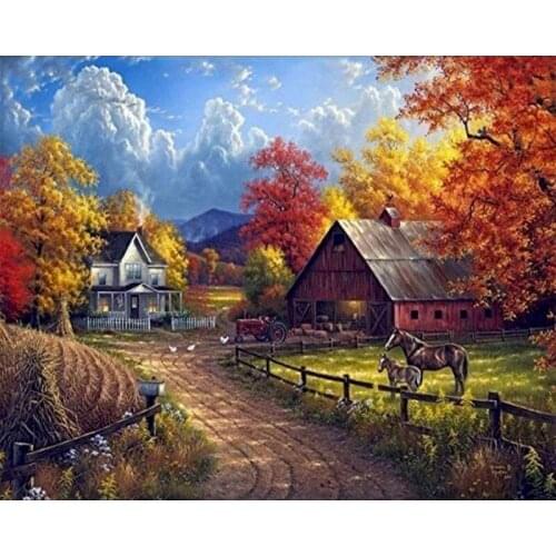 Full Drill Landscape Mosaic Square Diamond Painting Colored House Diamond Embroidery Cross Stitch Kits Diamond Art Rhinestones