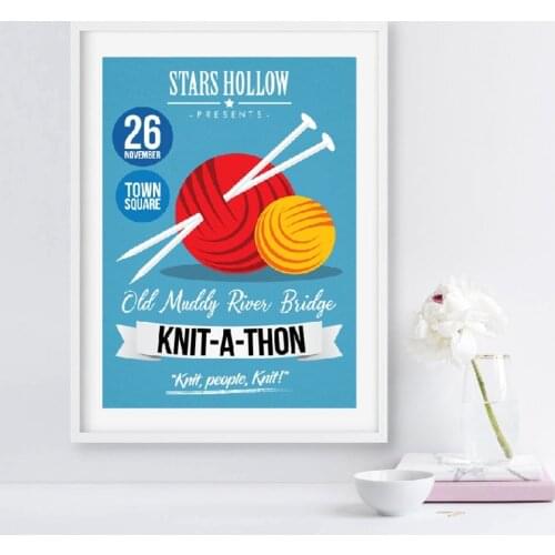 TV Show Poster Gilmore Girls Inspired Knit-A-Thon Print STARS HOLLOW Wall Art Picture Canvas Painting for Living Room Home Decor