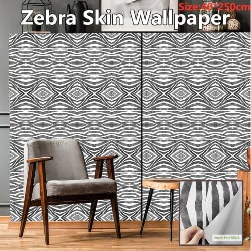 Black and White Zebra Pattern Home Modification Stickers Removable Wallpaper Roll Self-adhesive Wall Stickers Home Decoration