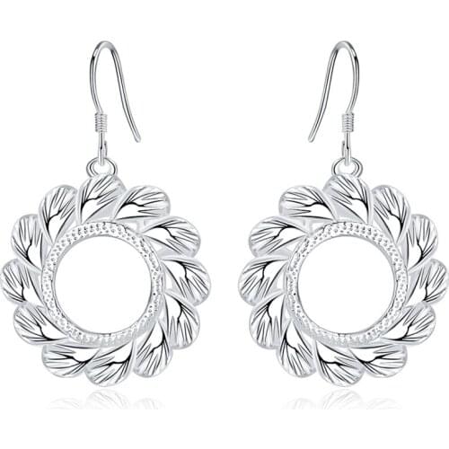 Round Shape Hot Wheel Earrings 925 Sterling Silver Drop Earring for Women Simple Jewelry Wedding Engagement Gift