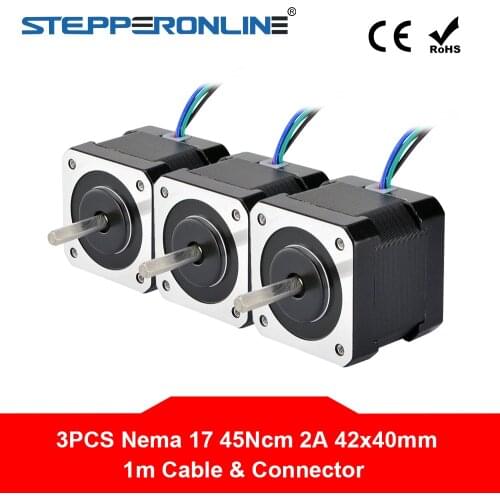 3PCS Nema 17 Stepper Motor 40mm 45Ncm(64oz.in) 2A 4-lead Nema17 Step Motor 1m Cable for DIY 3D Printer CNC Robot