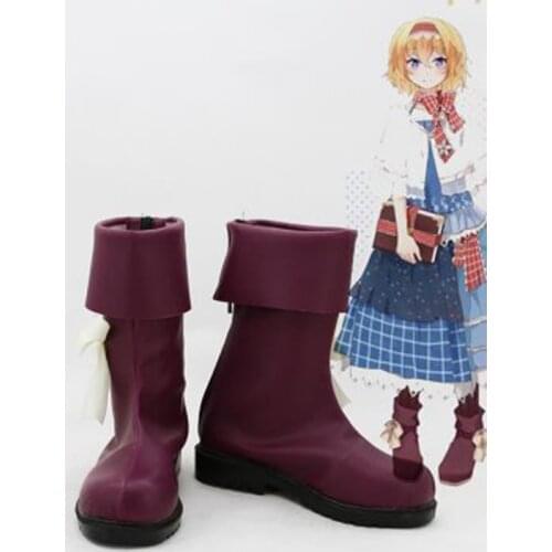 Touhou Project Alice Margatroid Cosplay Boots Shoes Anime Party Cosplay Boots Custom Made for Adult Women Shoes