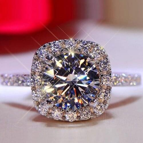 High Quality Classic Eternity Wedding Rings Exquisite Original Silver Zirconia Diamond Rings For Women