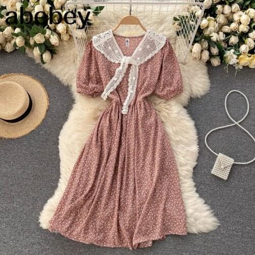 Women French Floral Dress Retro Square Collar Puff Sleeve A-line Dresses 2021 Summer Bohemian Print Beach Dress+Shawl