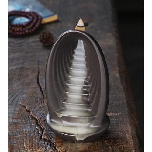Golden Mouse Backflow Incense Burner Ceramic Black Turn Luck Cone Censer Living Room Incense Base for Home Decor