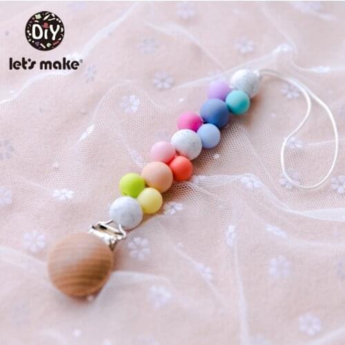 LetS Make 1pc Baby Toys Wooden Stroller Game Infant Baby Play Musical Rattle Personalized Pacifier Chain For 0-12 Months Kids