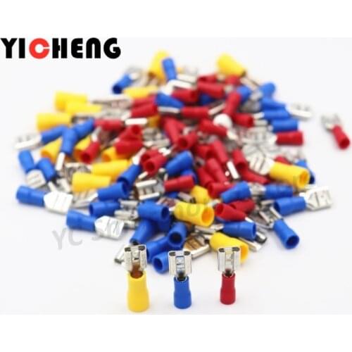 100pcs male and female butt insulated terminals plug spring cold-pressed terminal block insert end FDD1-250 FDD2-250 FDD5-250