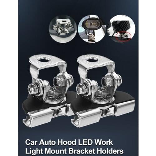 2Pcs LED Work Light Holder Light Mounting Bracket A-Pillar Hood Stainless Steel 360-degree Work Light Metal Bracket Holder