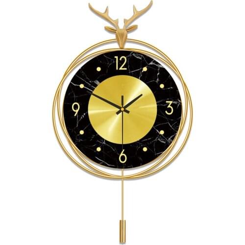 2020 Fashion Creative Deer Head Wall Clock Home Decor Art Clocks Nordic Silent Horloge Modern Design Living Room Gold Wall Clock