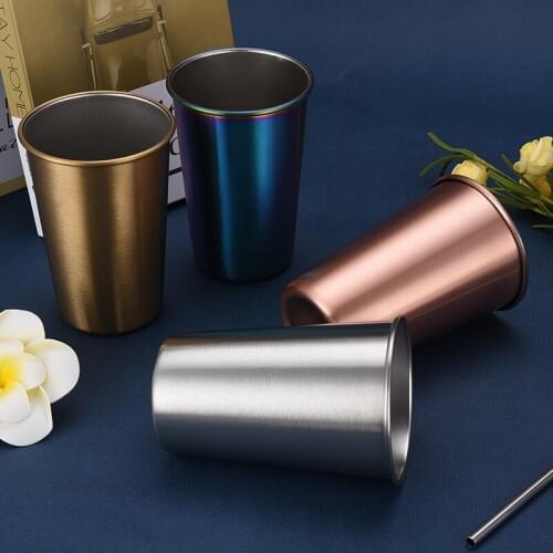 304 Stainless Steel Beer Mug Fashion Single-layer Summer Cool Water Cup Simple Curling Water Cup Logo Custom