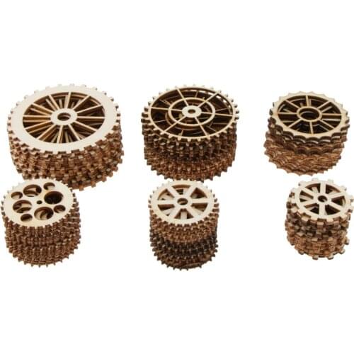 72pcs Mixed Gear Wheel Wooden Cutout Handmade Craft DIY Gift Tags Pendant Home Festive Ornament