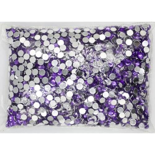 Mid Amethyst Color 1.5~12mm Flat Back Round Acrylic Rhinestones Beads,3D Acrylic Nail Art / Garment Decoration