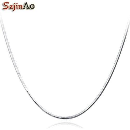 Szjinao Real 925 Silver Jewelry Long Necklace Snake Bones Shape Fashion Jewellry Statement Chain For Women