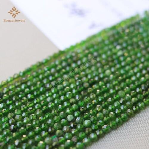 Natural Small Gem Stone Tiny 2 3 4mm Faceted Green Chrome Diopside Beads for Jewelry Making DIY Bracelet Necklace Design 15
