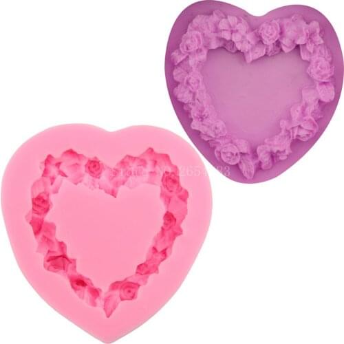 Flower Rose wreath Love Heart Silicone Fondant Soap 3D Cake Mold Cupcake Jelly Candy Chocolate Decoration Baking Tool FQ2998