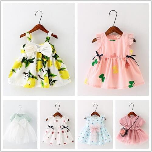 2017 Baby Girls Dress Big Bowknot Infant Party Dress Floral Clothes Princess Baby Dress Summer For Baby Dresses Girl