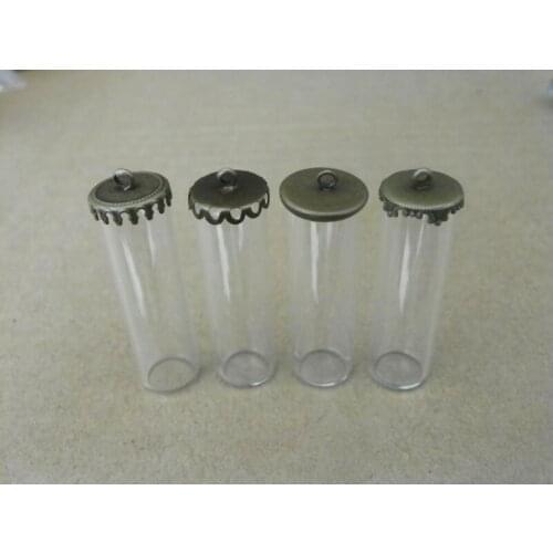 DIY Hanging Glass globe Dome Necklace set 40x12mm glass tube with Blocks of different shapes base with cap pendant