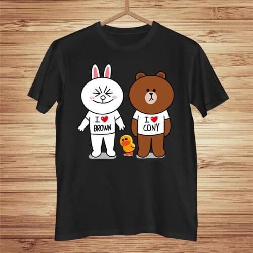 Line Town Brown Cony Mens Woman T-shirts cotton graphic t shirts Summer Short sleeve tee anime tshirt womens t-shirt 2021 Tops