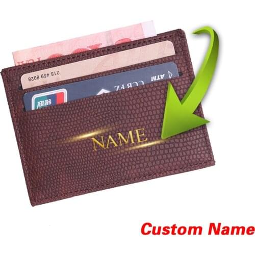 Customized Gift Rfid Men Women Slim Card Holder Cover Lichee Pattern Leather Mini Wallet Business Bank ID Credit Card Case
