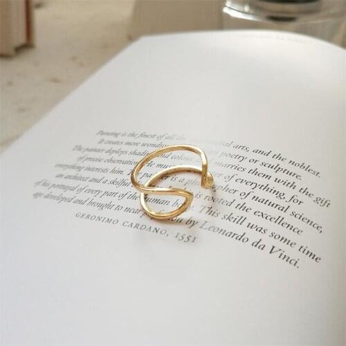 925 Sterling Silver Parallelogram Rings Simple Fashion Design Double Line Elegant Rings For Women Sterling Silver Jewelry Charms