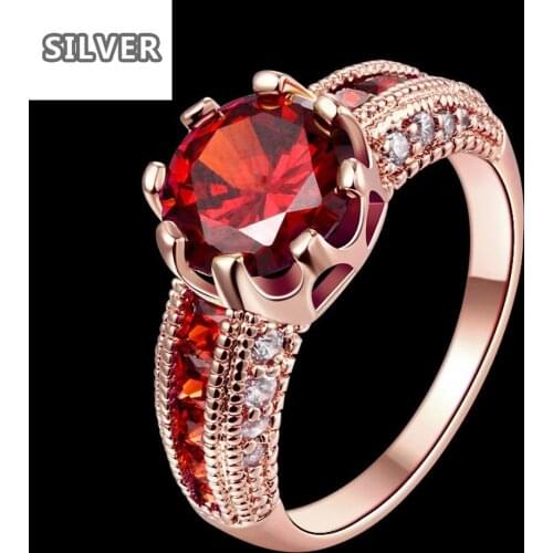 2 Colors Luxurious Ring Red Big Stone White/rose Gold Color Rings For Women Wedding Feast Jewellery Classic Original Designs